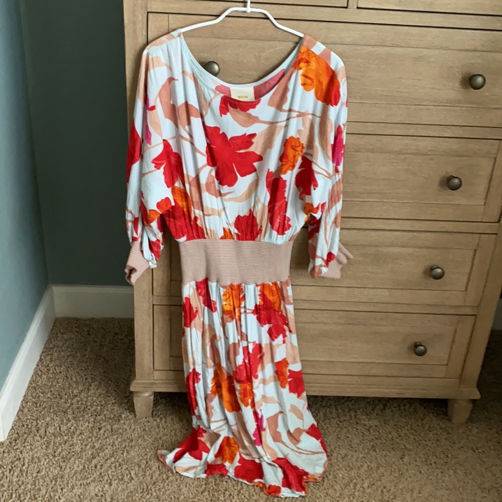 Anthropologie Mauve Autumn Flower Dress